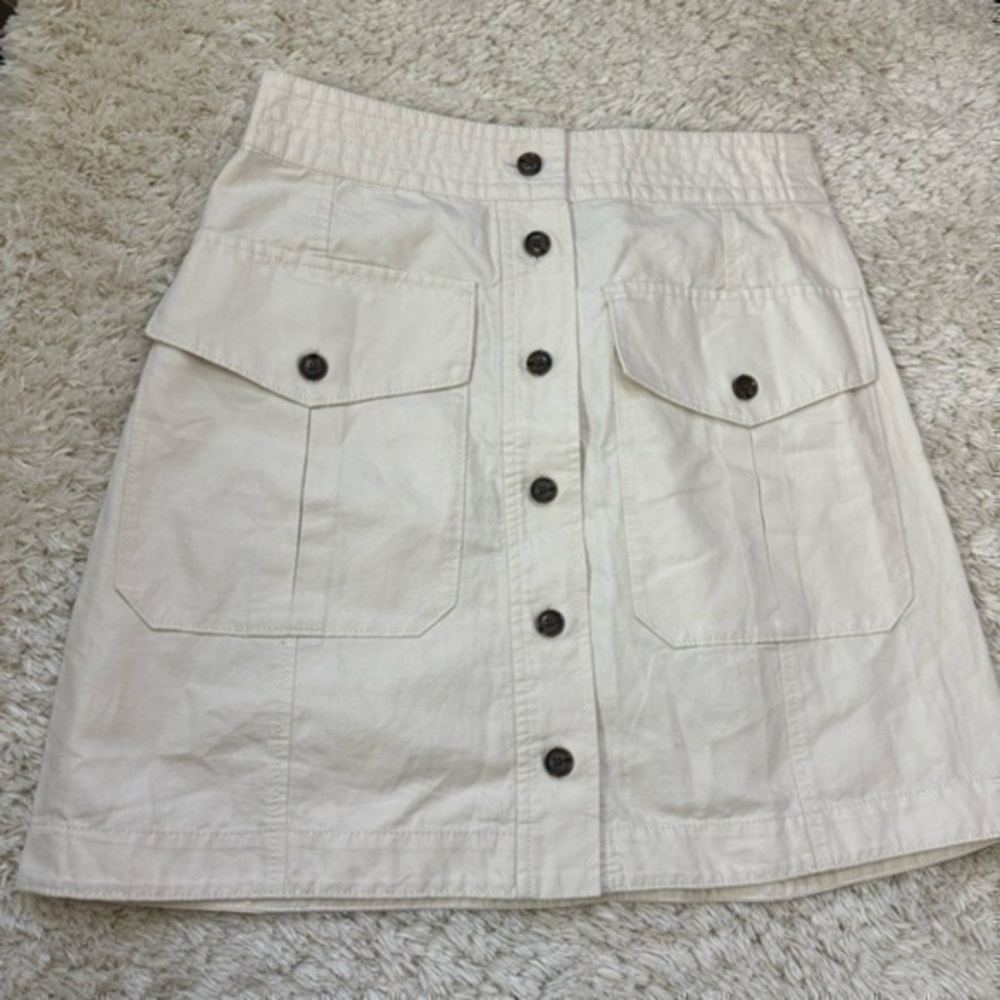 Button-Front Cream Utility Skirt